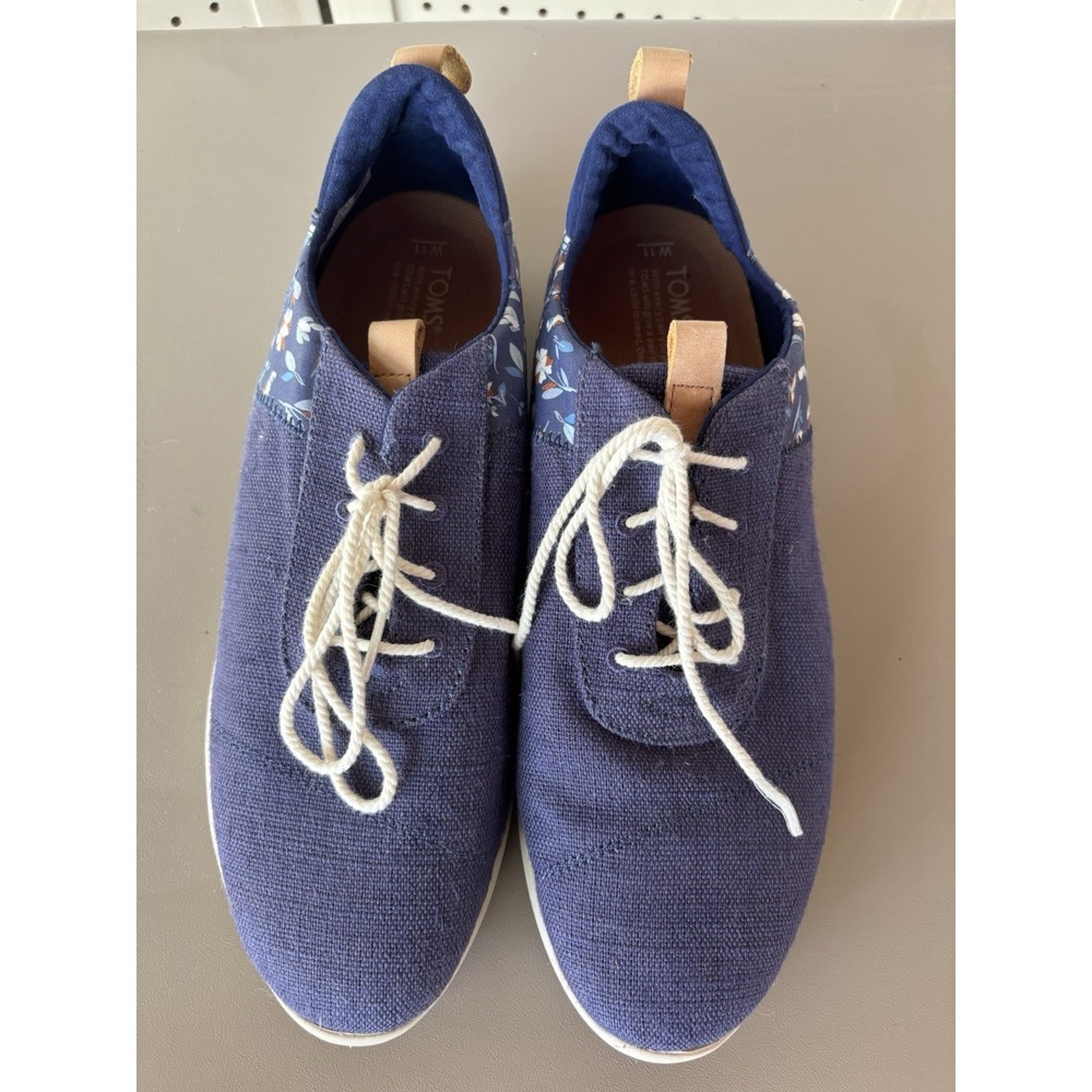 TOMS Cabrillo Lace Sneaker Shoes Casual Navy Floral Women's Size 11 W - Picture 2 of 8